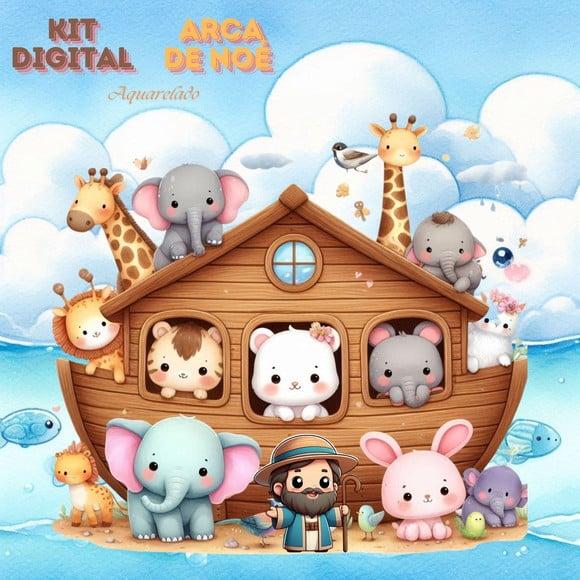 Kit Digital arca de Noé Aquarela