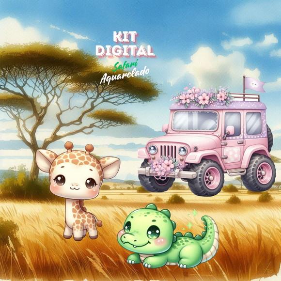 Kit Digital safari Aquarelado