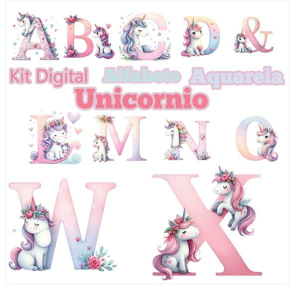 Kit Digital Alfabeto Unicornio, Dia dos Namorados