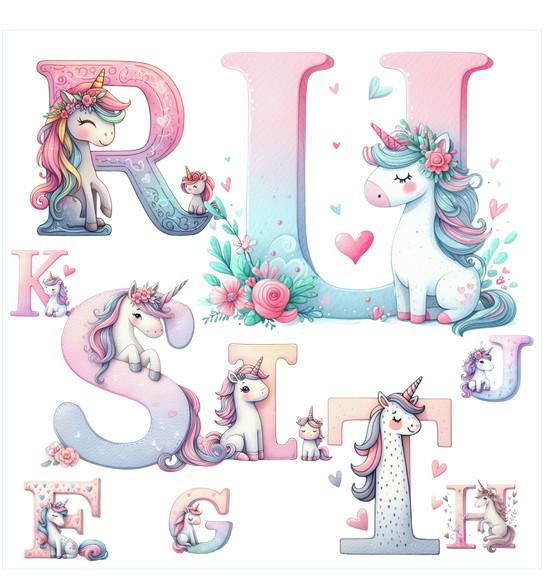 Kit Digital Alfabeto Unicornio, Dia dos Namorados