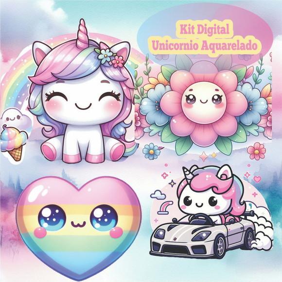Kit Digital de Unicórnio Kawaii