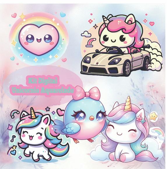 Kit Digital de Unicórnio Kawaii