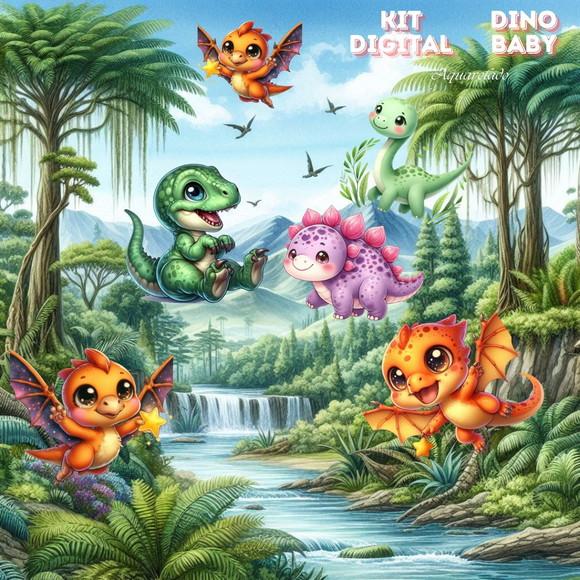 Kit Digital Dino Baby Cute