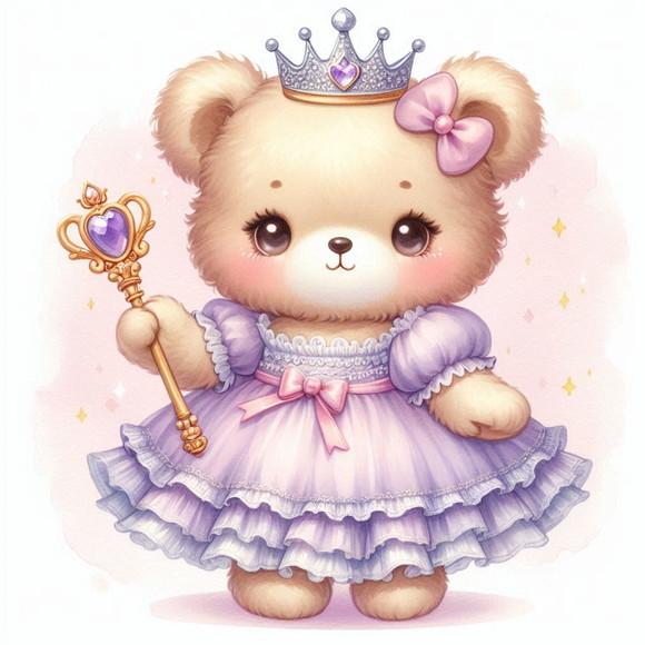 Kit Digital Ursinha Princesa Aquarela