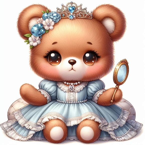 Kit Digital Ursinha Princesa Aquarela