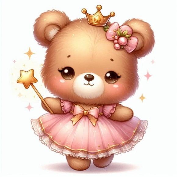 Kit Digital Ursinha Princesa Aquarela
