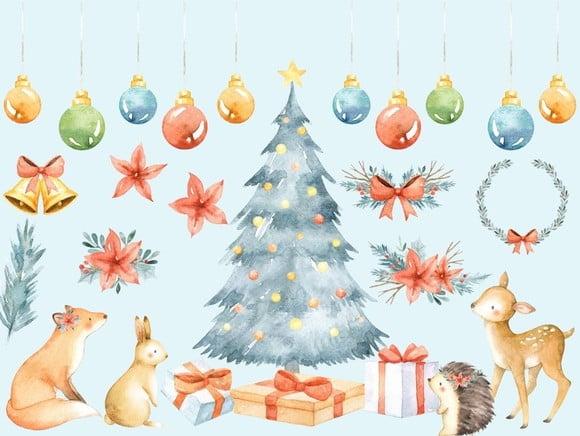 Natal Aquarela Kit Digital, Pague 1 e Leve + 1