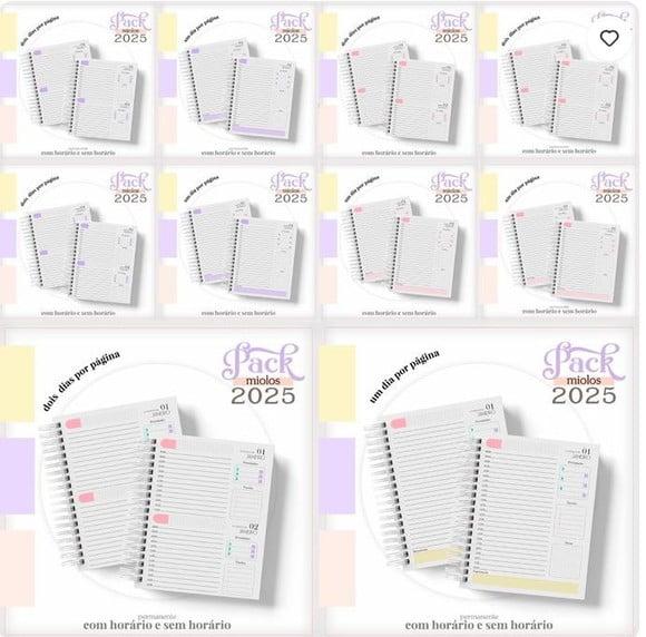 Pack Miolo Agenda Feminina 2025 Arquivo Digital