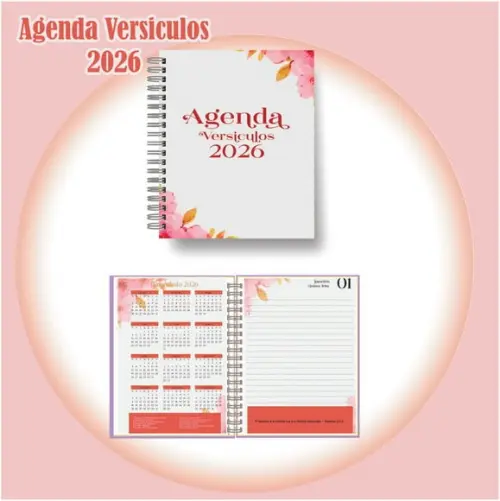 Arquivo Digital Agenda de Versículos 2026 Marsala Floral