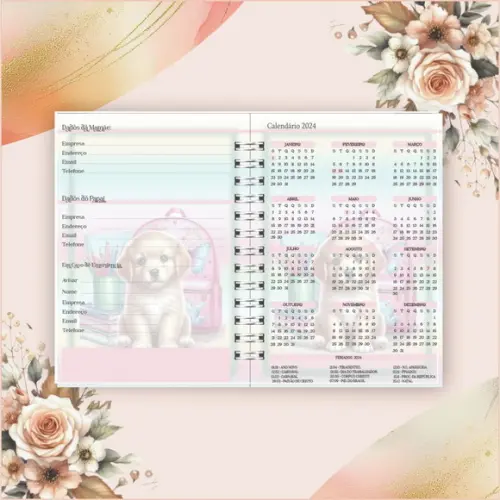 Arquivo Digital Combo Agenda Escolar Cachorrinho Aquarela 03