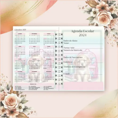 Arquivo Digital Combo Agenda Escolar Cachorrinho Aquarela 03