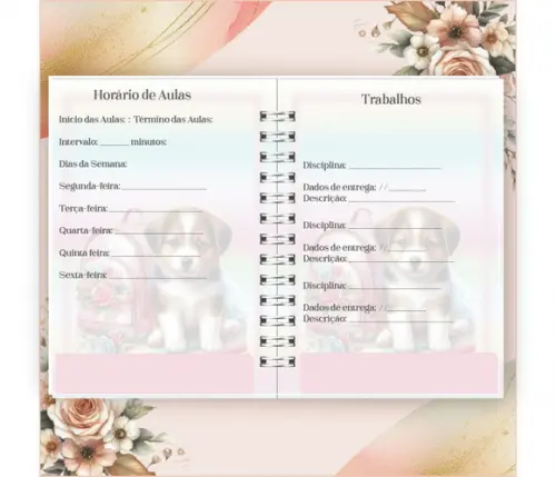 Arquivo Digital Combo Agenda Escolar Cachorrinho Aquarela 04