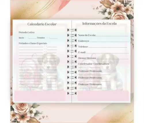 Arquivo Digital Combo Agenda Escolar Cachorrinho Aquarela 04