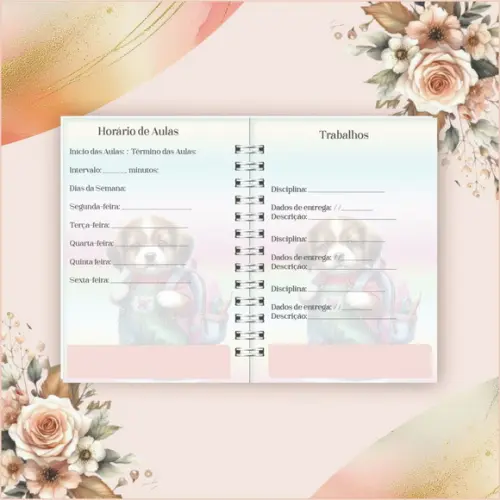 Arquivo Digital Combo Agenda Escolar Cachorrinho Aquarela 2