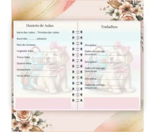 Arquivo Digital Combo Agenda Escolar Cachorrinho Aquarela 05