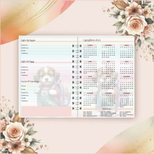 Arquivo Digital Combo Agenda Escolar Cachorrinho Aquarela 2
