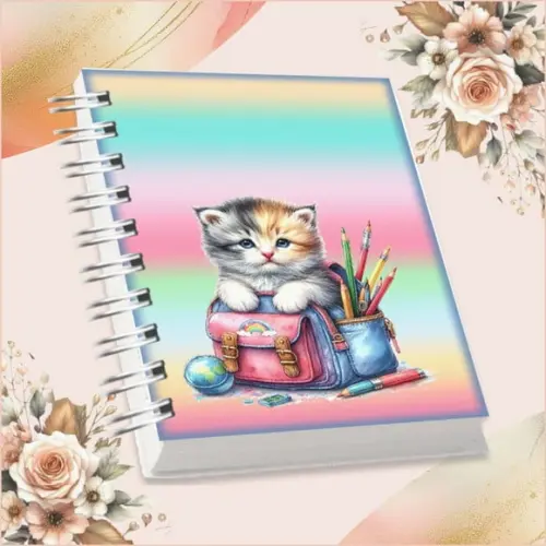 Arquivo Digital Combo Agenda Escolar Gatinho Aquarela 01