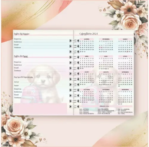 Arquivo Digital Combo Agenda Escolar Cachorrinho Aquarelada.