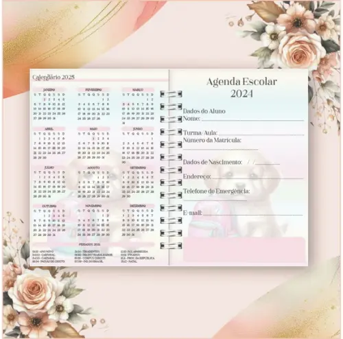 Arquivo Digital Combo Agenda Escolar Cachorrinho Aquarelada.