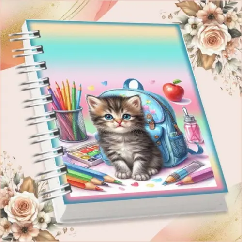 Arquivo Digital Combo Agenda Escolar Gatinho Aquarela 01
