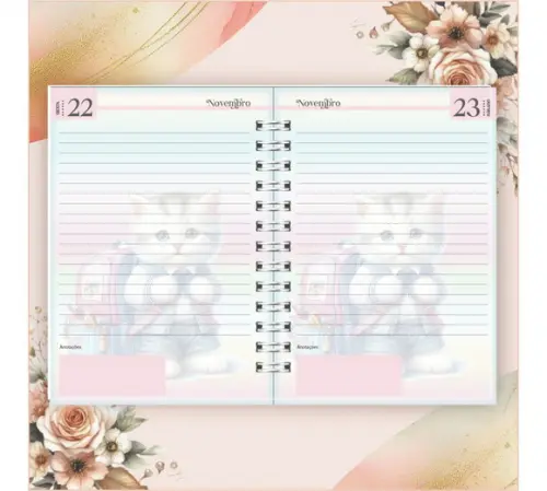 Arquivo Digital Combo Agenda Escolar Gatinho Aquarela 04