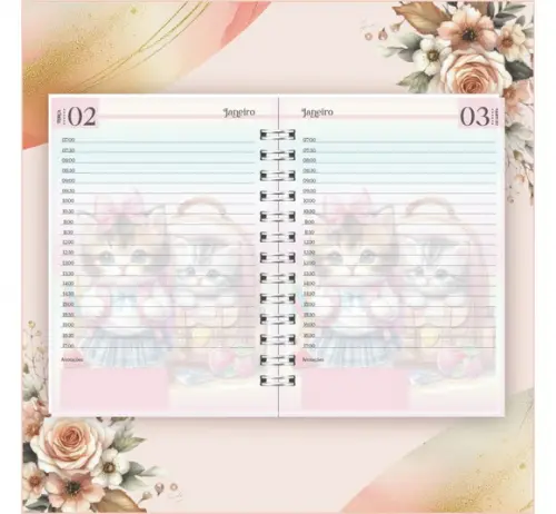 Arquivo Digital Combo Agenda Escolar Gatinho Aquarela 02