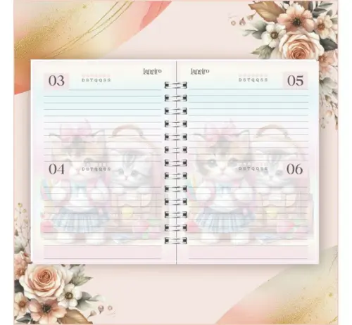 Arquivo Digital Combo Agenda Escolar Gatinho Aquarela 02