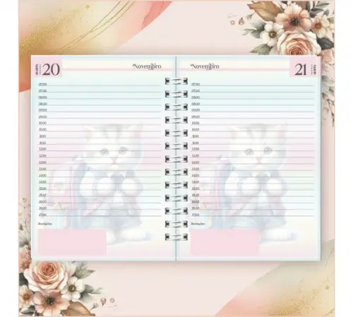 Arquivo Digital Combo Agenda Escolar Gatinho Aquarela 04