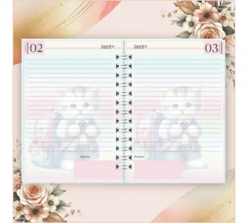 Arquivo Digital Combo Agenda Escolar Gatinho Aquarela 04
