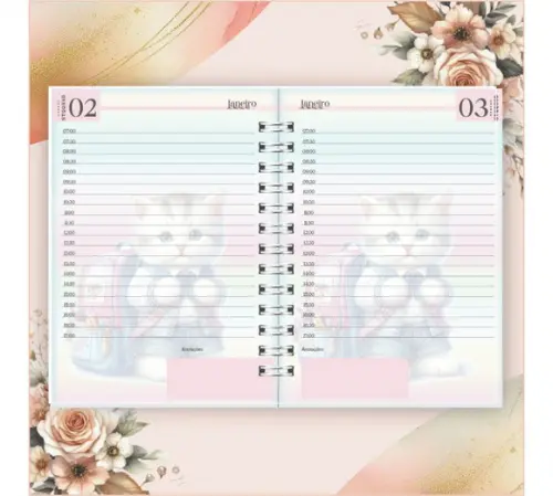 Arquivo Digital Combo Agenda Escolar Gatinho Aquarela 04
