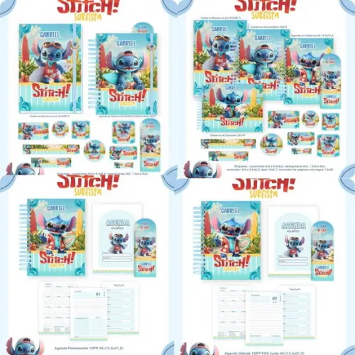 Arquivo Digital Combo Volta às Aulas Stitch Surfista