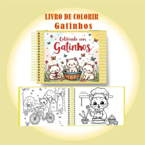 Arquivo Digital Livro de Colorir Gatinhos Fofos