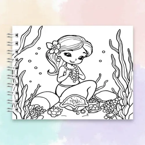 Arquivo Digital Livro de Colorir Fundo do Mar Menina