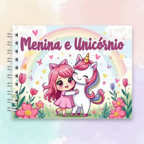 Arquivo Digital Livro de Colorir Menina e Unicórnio