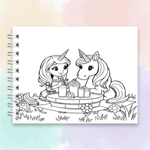 Arquivo Digital Livro de Colorir Menina e Unicórnio