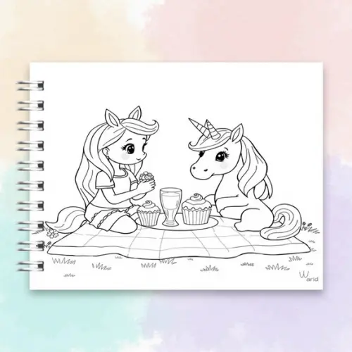 Arquivo Digital Livro de Colorir Menina e Unicórnio