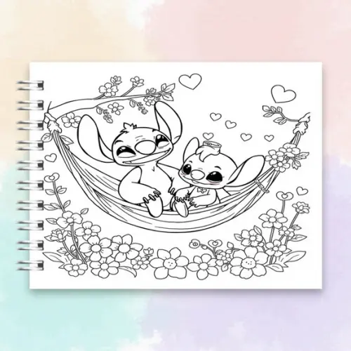 Arquivo Digital Livro de Colorir Stitch e Angel