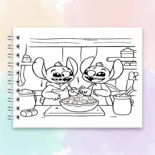 Arquivo Digital Livro de Colorir Stitch e Angel