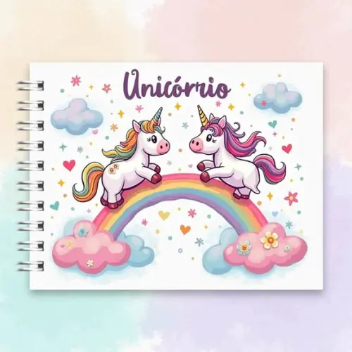 Arquivo Digital Livro de Colorir Unicórnio e Arco Iris
