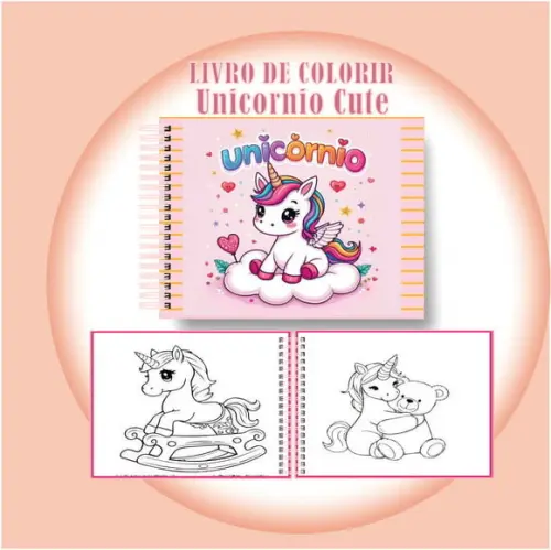 Arquivo Digital Livro de Colorir Unicórnio Baby Cute