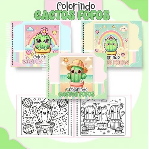 Arquivo Digital: Livro de Colorir Cactos Fofos