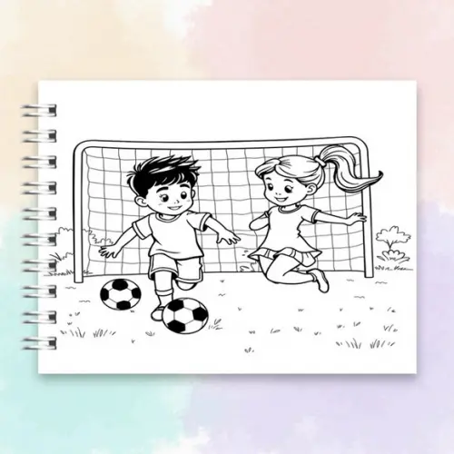 Arquivo Digital: Livro de Colorir Futebol Menino e Menina