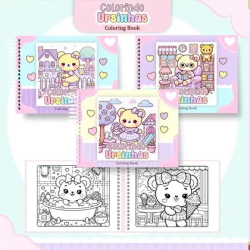 Arquivo Digital: Livro de Colorir Ursinhos Kawaii