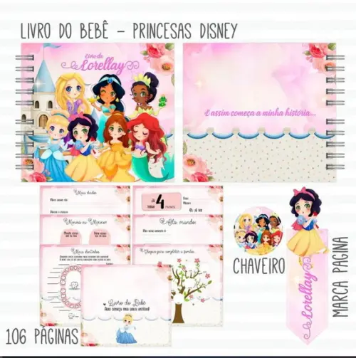 Caderneta e Livro do Bebê Princesas Arquivo Digital