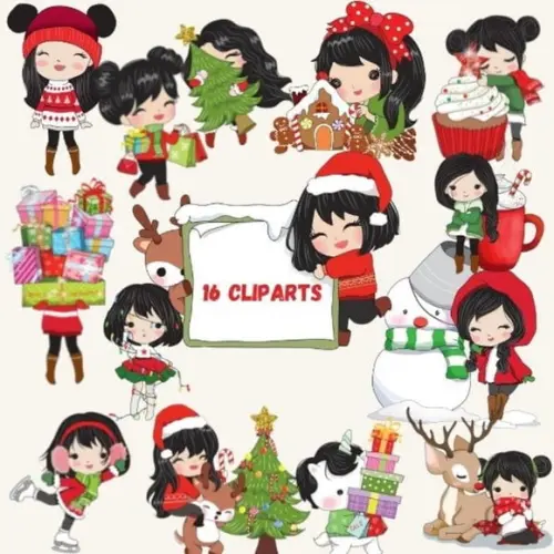 Christmas Girls Cliparts, Pague 1 e Leve + 1