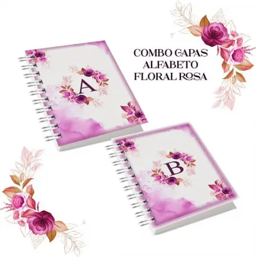 Coleção Capas Alfabeto Floral Rosa Pink 2024 Arquivo Digital