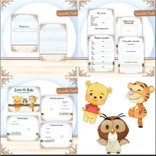 Combo Caderneta e Livro Ursinho Pooh Menino Arquivo Digital