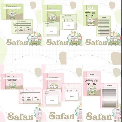 Combo Caderneta e Livro Safari Menina e Menino 2 Arquivo