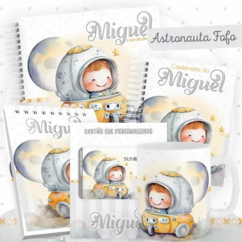 Combo Caderneta Livro Astronauta Fofo Arquivo Digital 01