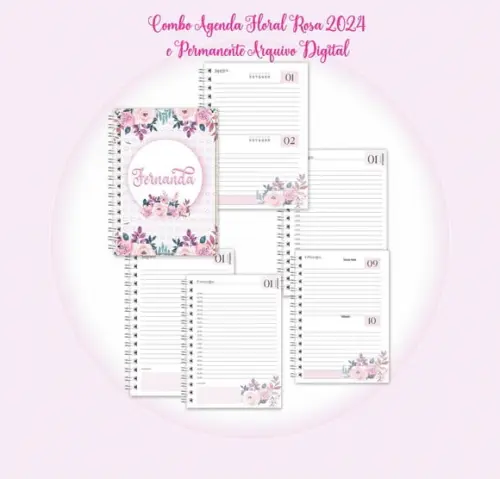 Combo de Agendas Florais Arquivo Digital 02 2024